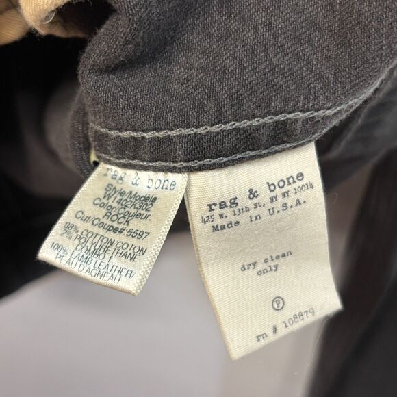 Rag & Bone Women Lamb Leather Sleeve Denim Jacket Size Medium Black D060 -1 - Picture 7 of 15